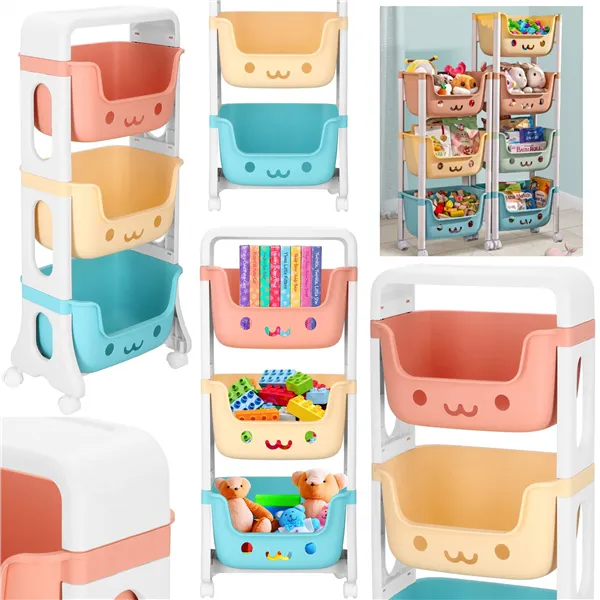 Toy shelf with 3 drawers Springos HA7481 on wheels