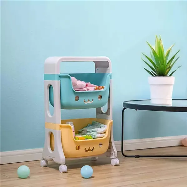 Toy shelf with 3 drawers Springos HA7481 on wheels