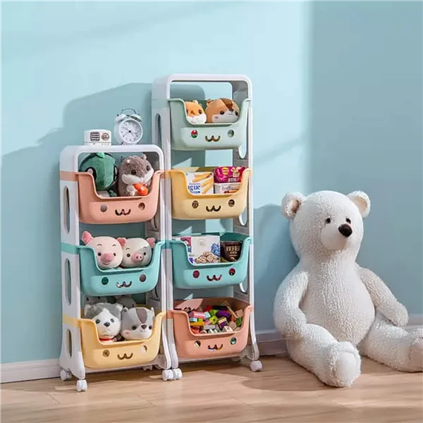 Полка для игрушек с 3 ящиками Springos HA7481 на колесиках