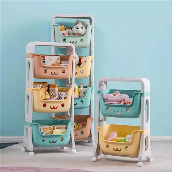 Toy shelf with 3 drawers Springos HA7481 on wheels