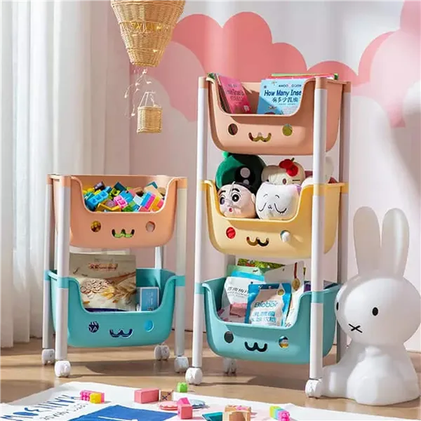 Toy shelf with 3 drawers Springos HA7481 on wheels