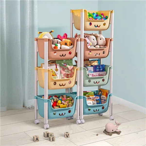 Toy shelf with 3 drawers Springos HA7481 on wheels