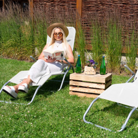 Zero gravity garden lounger Springos GC0032 ecru