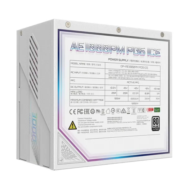 Strāvas padeve Gigabyte GP-AE1000PM PG5 ICE ATX 1000 W 125 W 80 PLUS Platinum