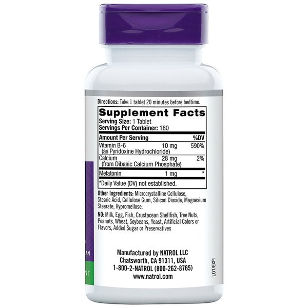 Melatoninas, 1 mg - 180 tablečių