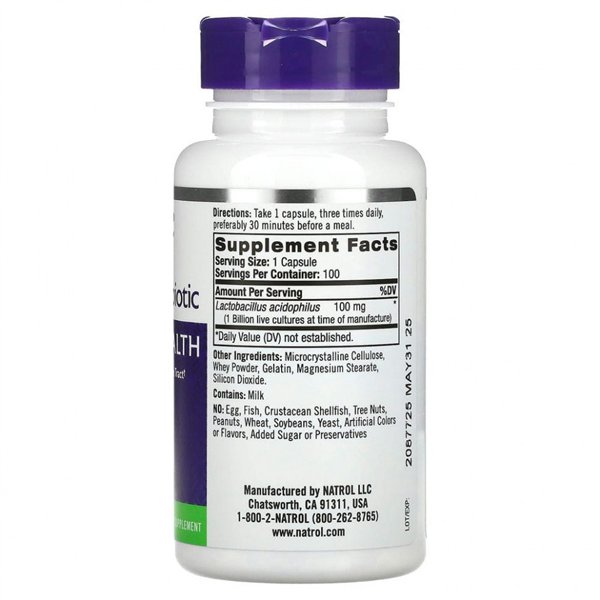 Acidophilus probiotikas - 100 kapsulių