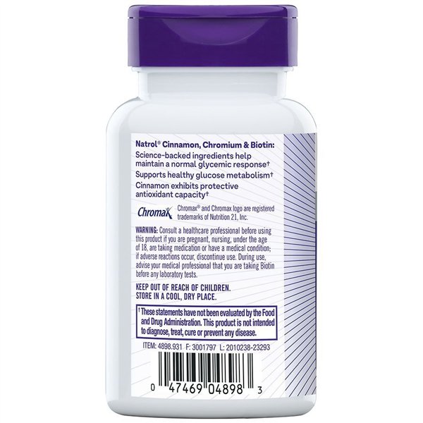 Cinamonas, chromas ir biotinas - 60 tablečių