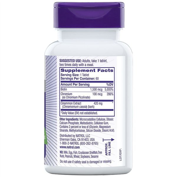 Cinamonas, chromas ir biotinas - 60 tablečių