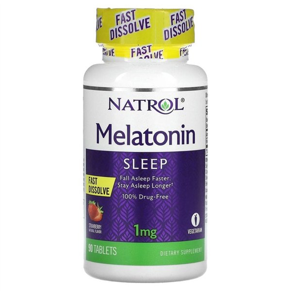 Ātri šķīstošais melatonīns, 1 mg - 90 tabletes