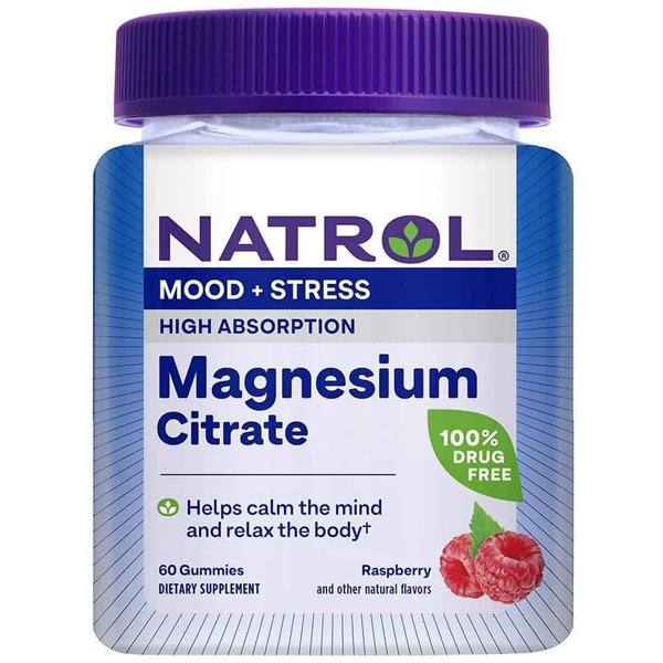 Hyvin imeytyvä magnesiumsitraatti, vadelma - 60 purukumia