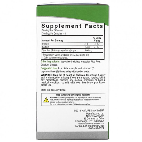 Spirulina, 800mg - 90 vcaps