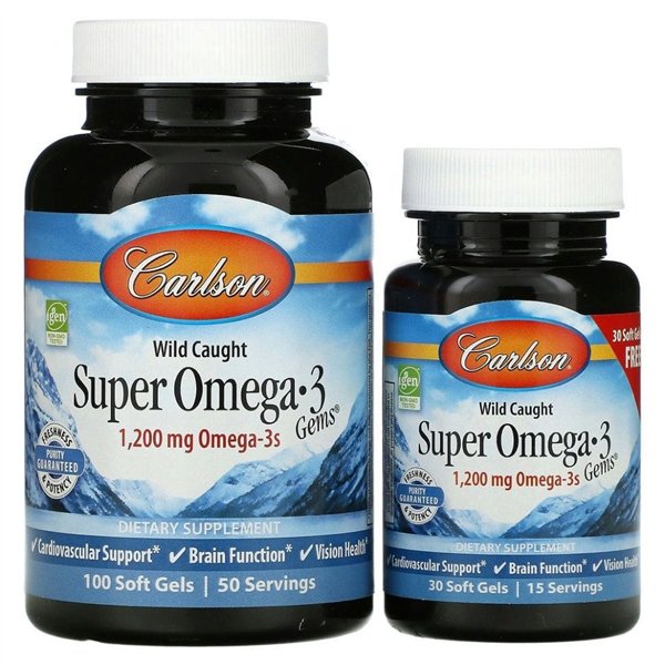 Wild Caught Super Omega-3 Gems, 1200mg - 100 + 30 softgels