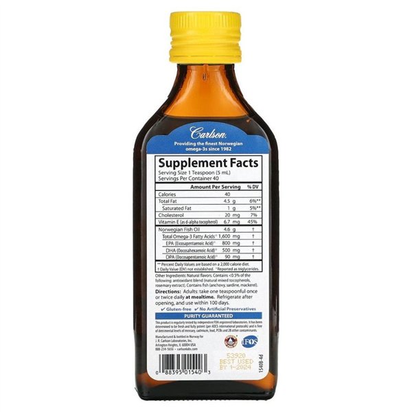 The Very Finest Fish Oil, Natural Lemon - 200 ml.
