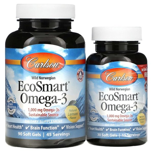 Smart Omega-3, 1000mg Natural Lemon - 90 + 30 softgels