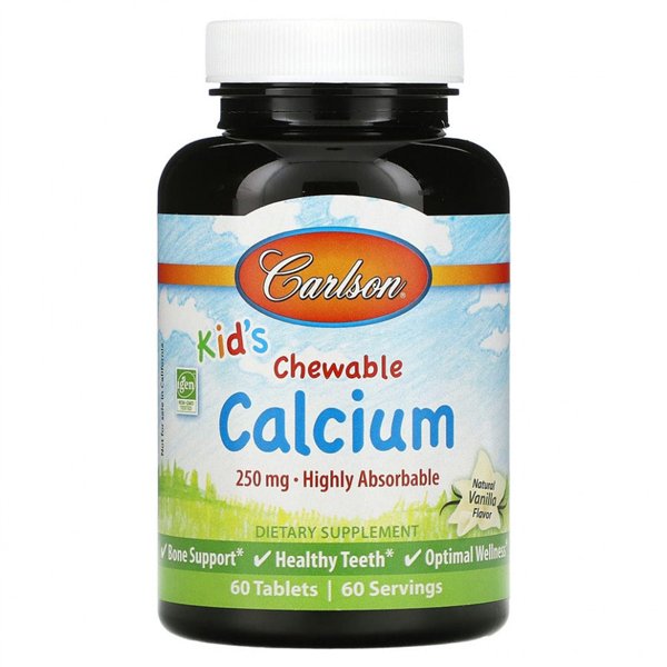 Kid's Chewable Calcium, 250mg Natural Vanilla - 60 tablets