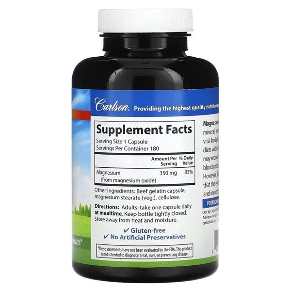 Magnesium, 350 mg - 180 kaps.