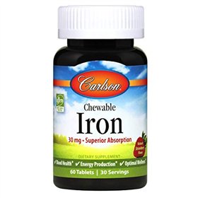 Жевательное железо, 30 мг, клубника - 60 таблеток