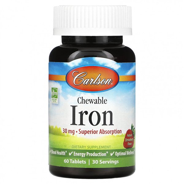Chewable Iron, 30mg Strawberry - 60 tablets