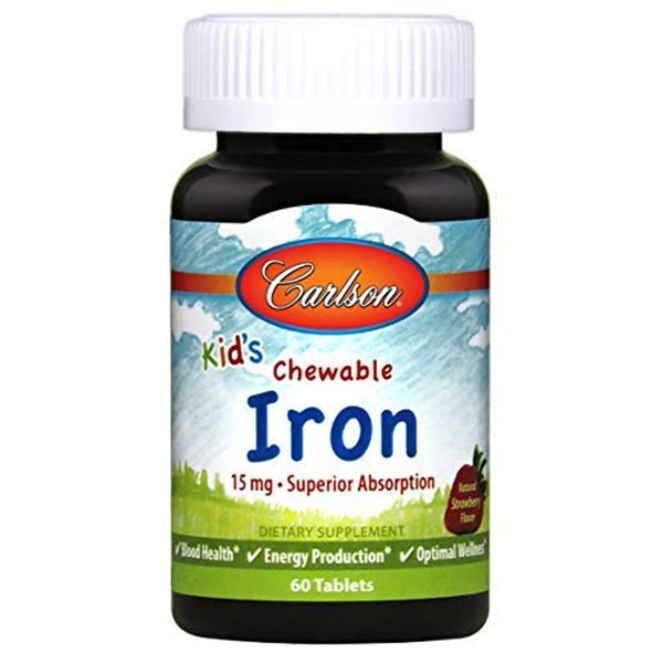 Kid's Chewable Iron, 15mg Strawberry - 60 tablets