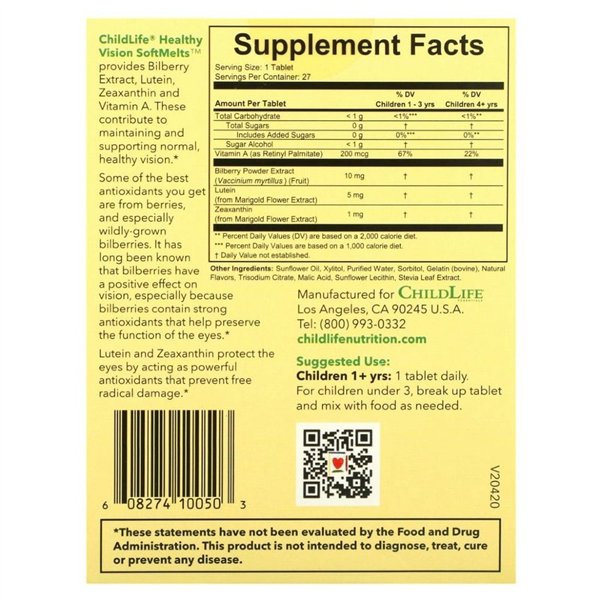 Healthy Vision Softmelts Gummies, Natural Berry - 27 tabs