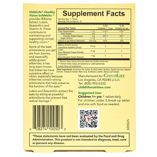 Healthy Vision Softmelts Gummies, Natural Berry - 27 tabs