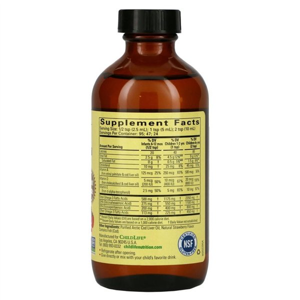 Pure Arctic Cod Liver Oil, Natural Strawberry - 237 ml.