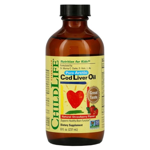 Pure Arctic Cod Liver Oil, Natural Strawberry - 237 ml.