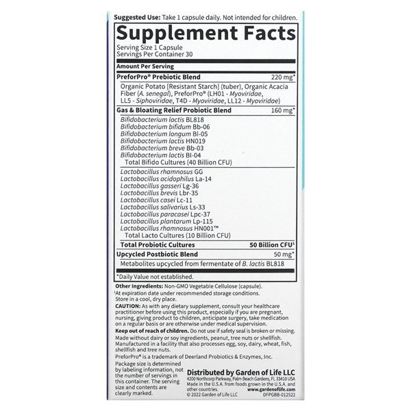 Dr. Formulated Probiotics Gas & Bloating - 30 vcaps