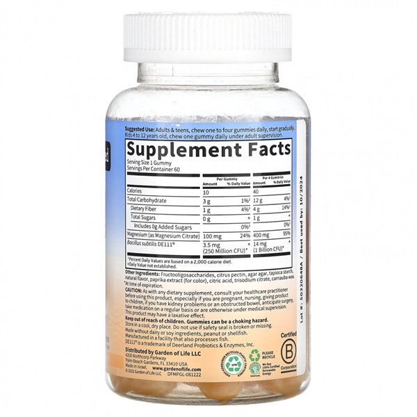 Dr. Formuled Magnesium pre- ja probiooteilla -karkit, persikka - 60 karkkia