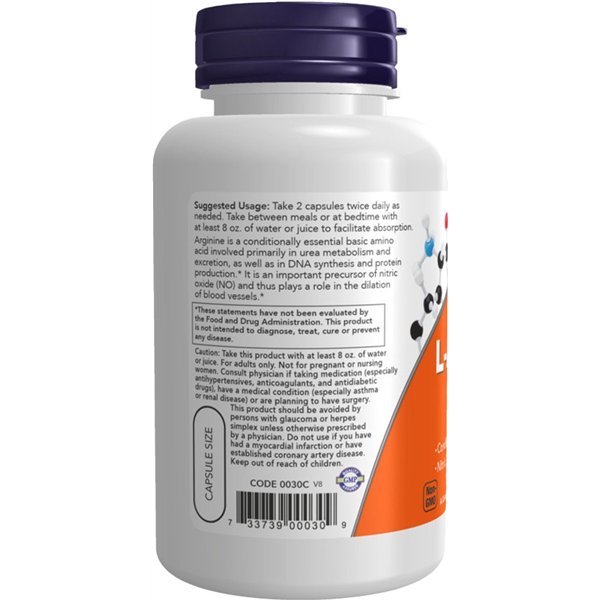 L-arginīns, 500 mg - 250 kapsulas