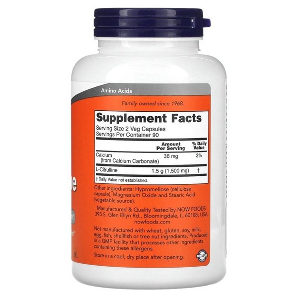 L-Citrulline, 750mg - 180 vcaps