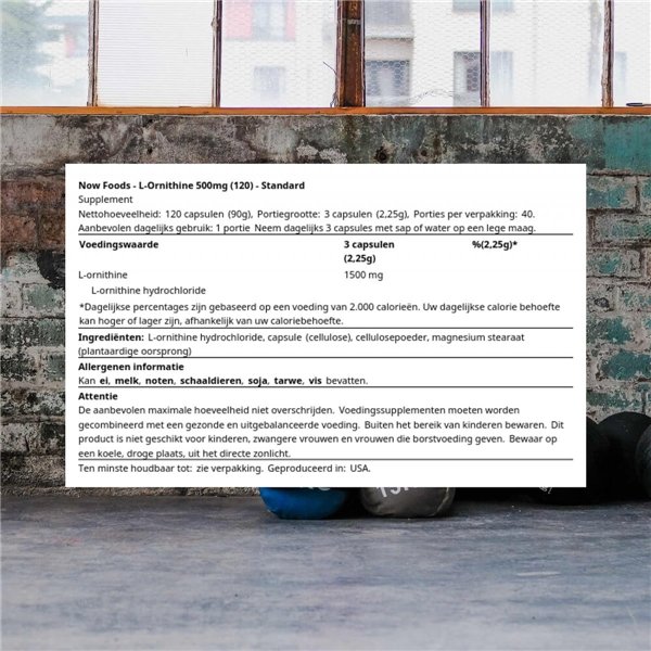 L-ornitinas, 500 mg - 120 v kapsulių