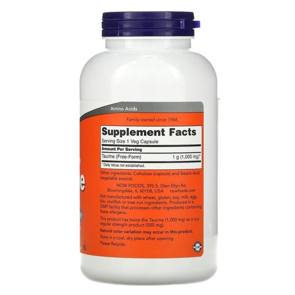Taurine, 1000mg Double Strength - 250 vcaps