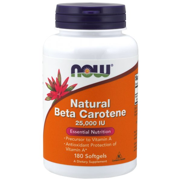 Beta Carotene Natural, 25 000 TV – 180 minkštųjų gelių