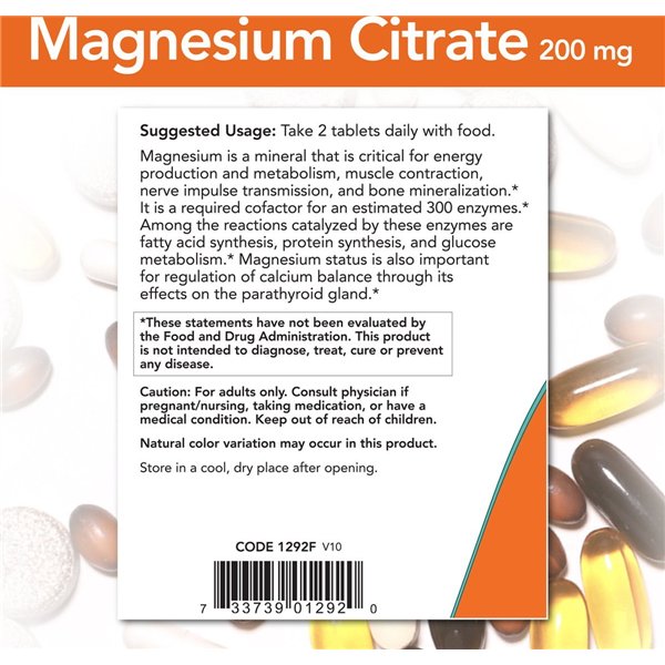 Magnesiumsitraatti, 200 mg - 100 tablettia