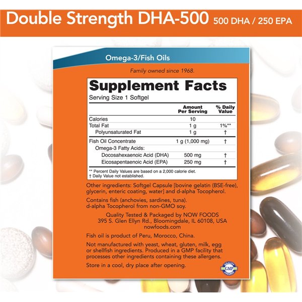 DHA-500, 500 DHA / 250 EPA - 180 pehmeää geeliä