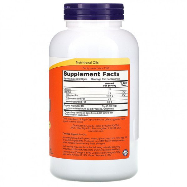 Flax Oil, 1000mg - 250 softgels
