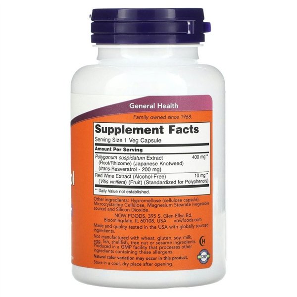 Natural Resveratrol with Red Wine Extract, 200mg - 120 vcaps