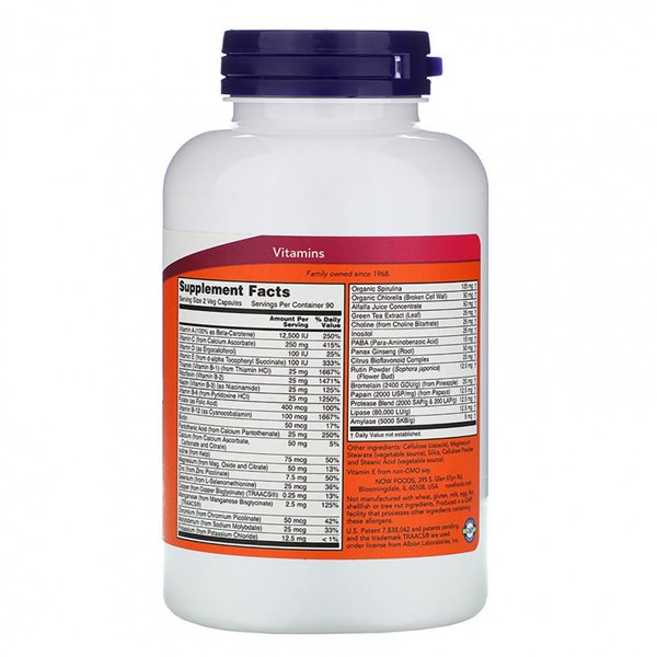 Zaļais multivitamīns, bez dzelzs - 180 v-kapsulas