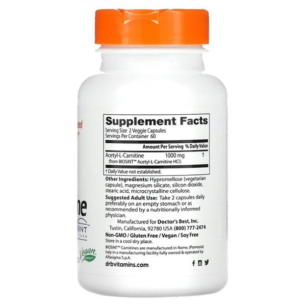 Acetil-L-karnitīns, 500 mg - 120 v-kapsulas