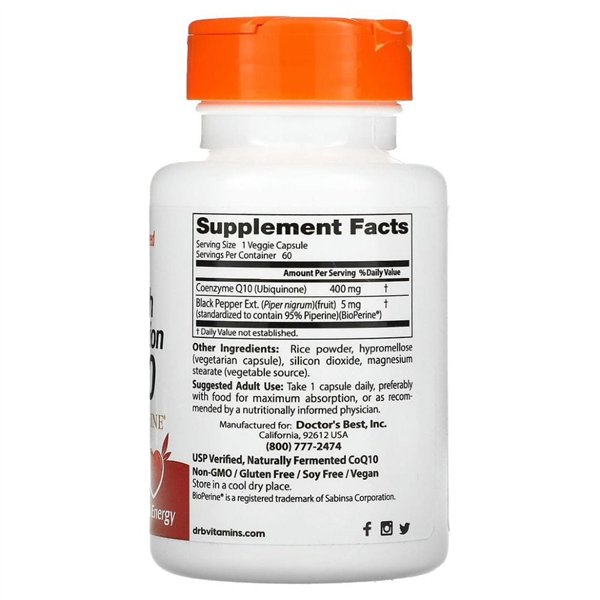 High Absorption CoQ10 with BioPerine, 400mg - 60 vcaps