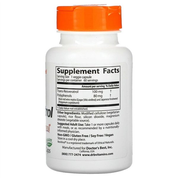Trans-resveratroli ja ResVinol, 100 mg - 60 v-kapselia