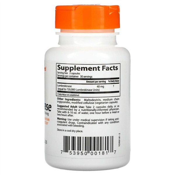 Lumbrokināze, 20 mg - 60 v kapsulas