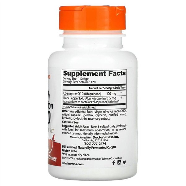 High Absorption CoQ10 with BioPerine, 100mg - 120 softgels