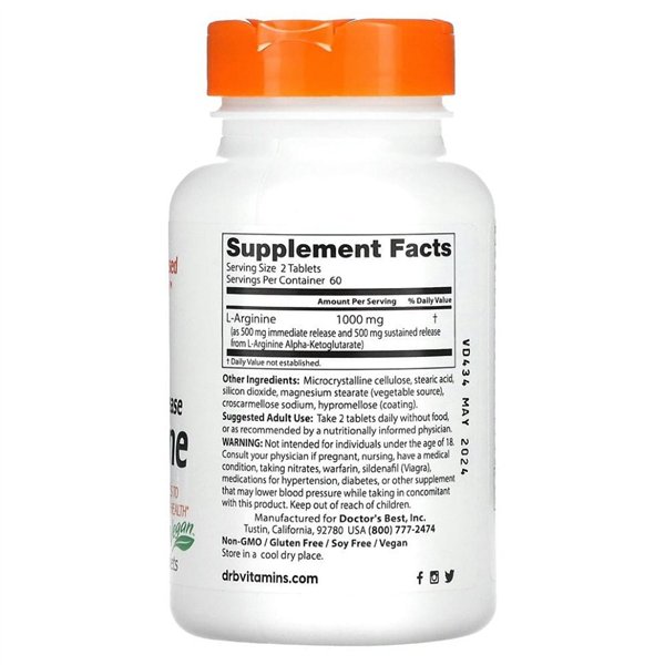 L-Arginine - Sustained + Immediate Release, 500mg - 120 tablets