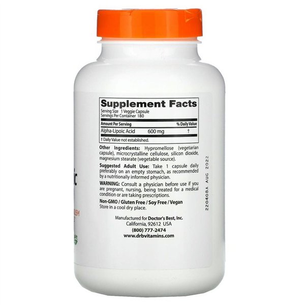 Alpha-Lipoic Acid, 600mg - 180 vcaps 