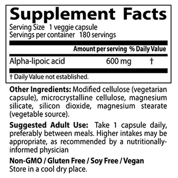  Alfa-lipoīnskābe, 600 mg - 180 v-kapsulas