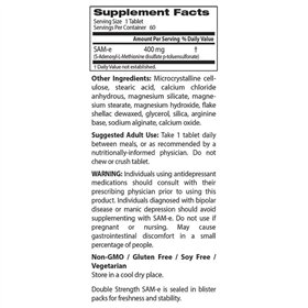 SAM-e, 400mg Double-Strength - 60 tablets 