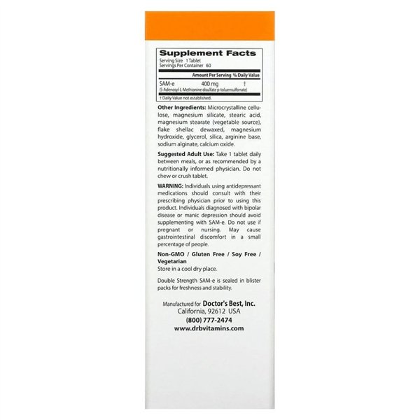  SAM-e, 400 mg tuplavahva - 60 tablettia