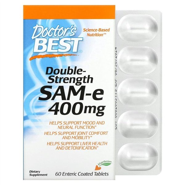  SAM-e, 400 mg dubultas iedarbības - 60 tabletes